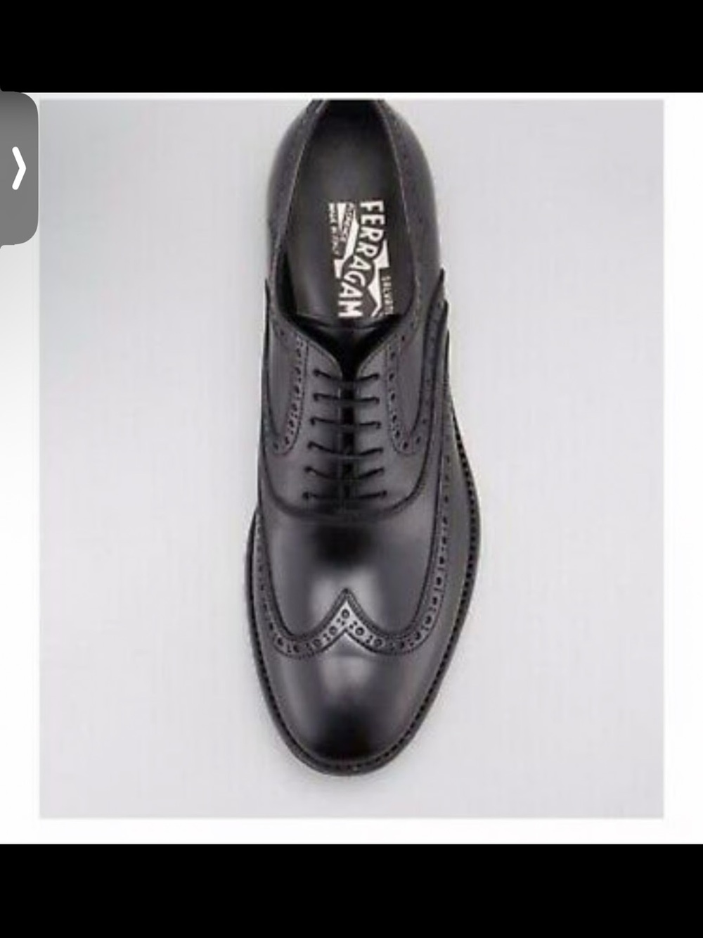 Salvatore Ferragamo Sinesio Black Leather Wingtip Men Brogue Lace-Up Oxfords